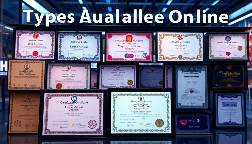 Types of certificates available online